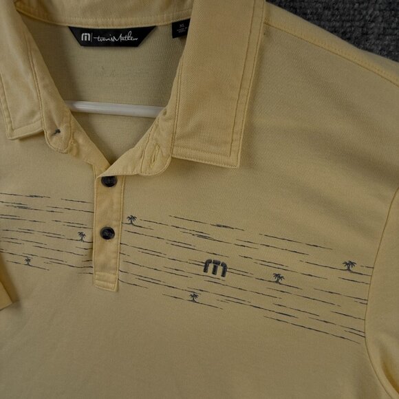 Travis Mathew Golf Polo Shirt Yellow Short Sleeve Beach Palm Tree XL Pima Blend - Picture 7 of 12